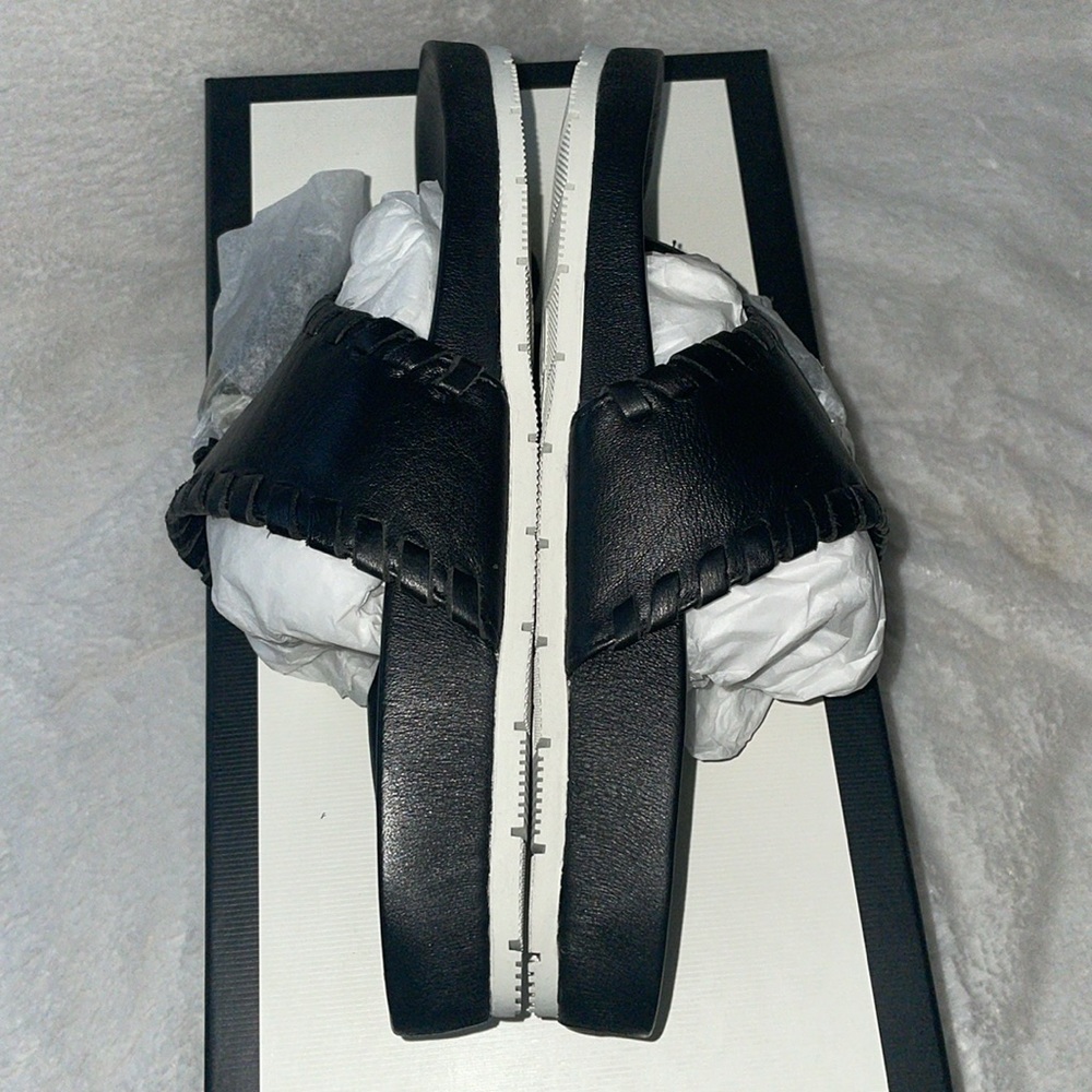 NWT J/SLIDES NIGEL Black Leather Tassel Sandal - Picture 9 of 11